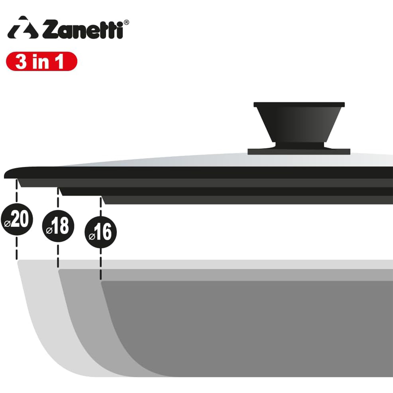 Coperchio Universale Vetro Silicone 16 18 20 cm foto 4